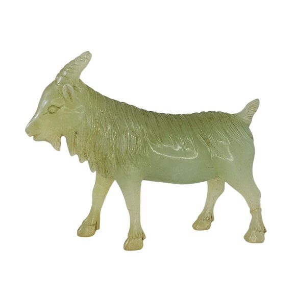 Other - Jade Goat Carving Figurine Light Green Standing *Repaired*